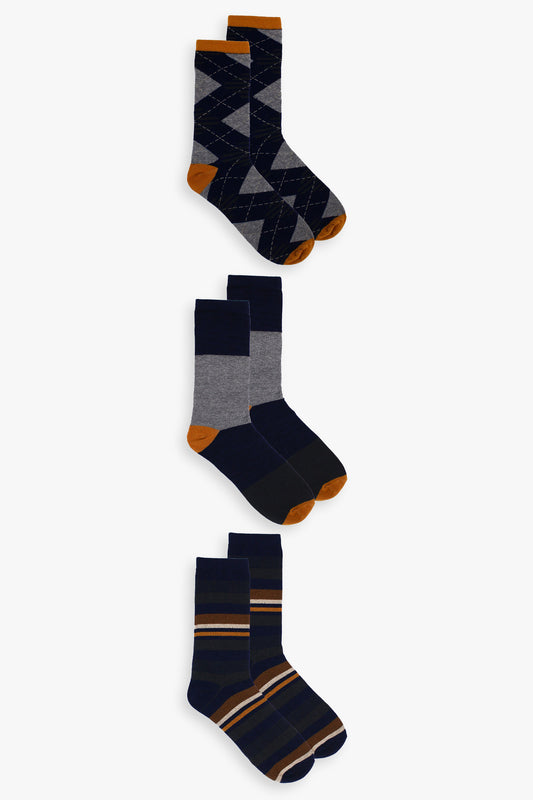 Men's 3-Pack Orange Dress Socks