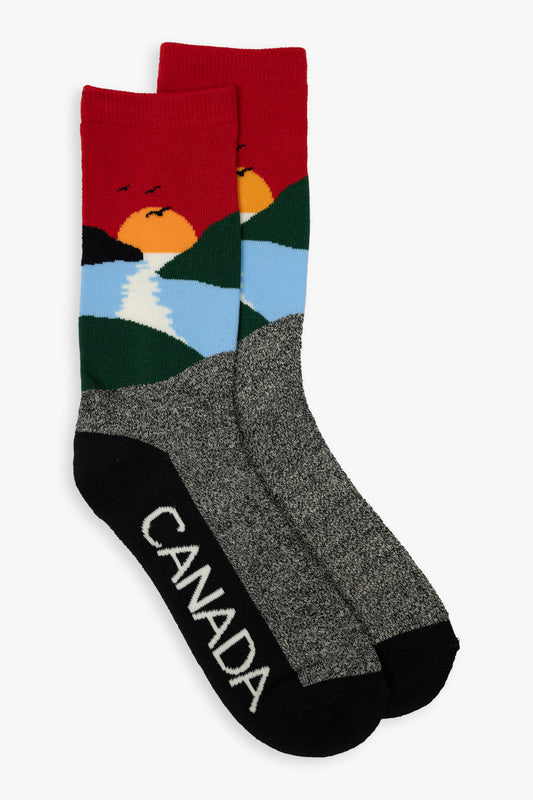 Great Northern Canada Landscape Men's Full Terry Crew Socks