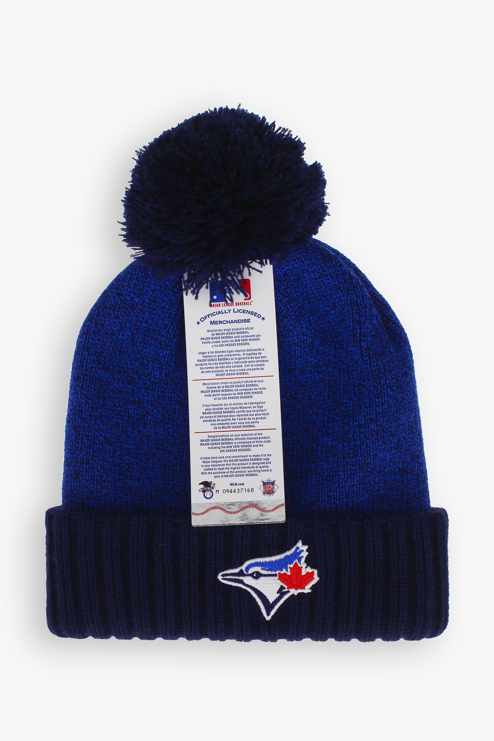 Gertex MLB Toronto Blue Jays Adult Men's Heavy Knit Pom Toque With 3D Embroidered Logo