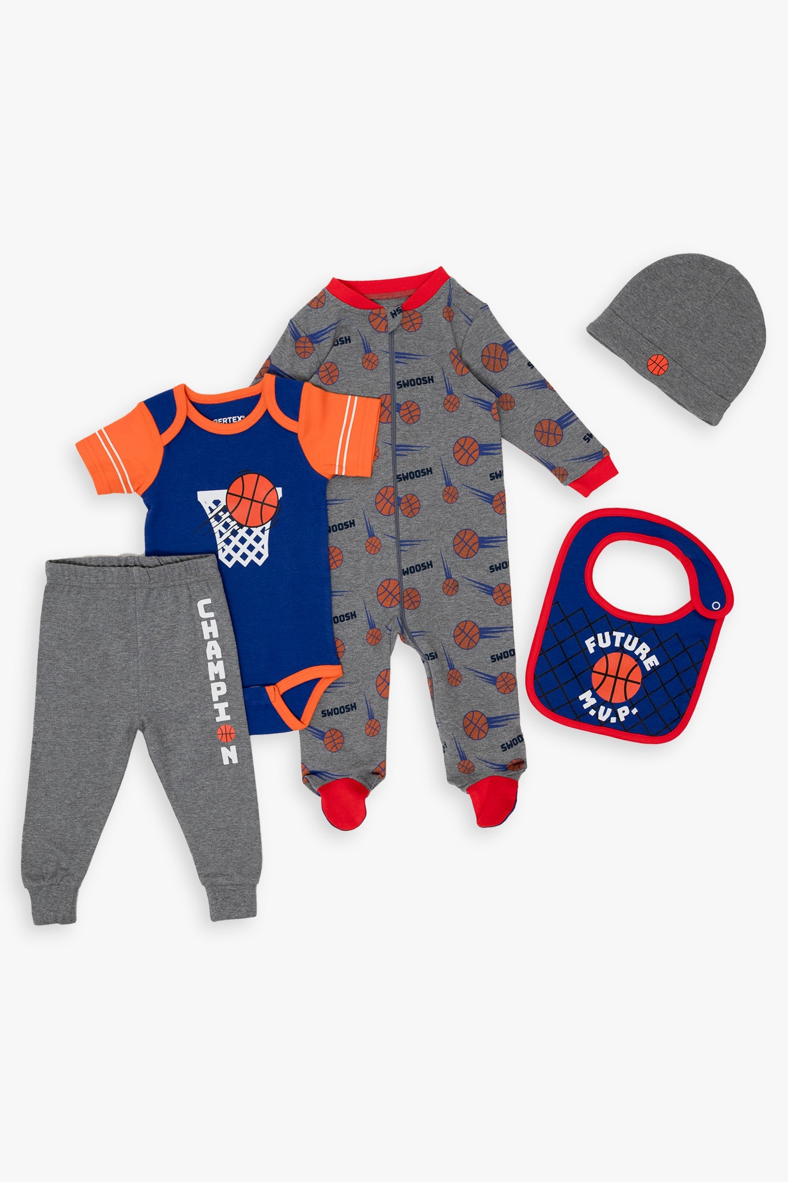 Snugabye Baby 5-Piece Layette Basketball Sport Set