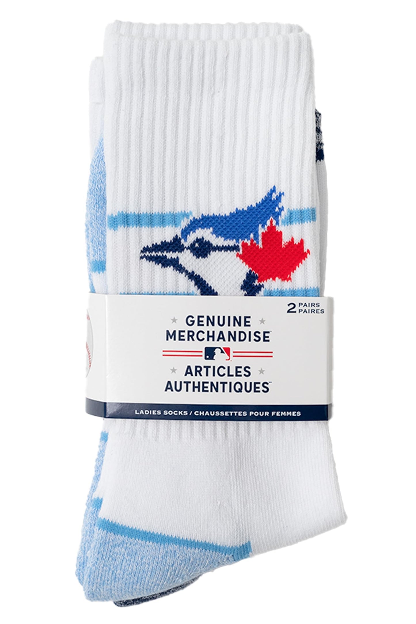 MLB Toronto Blue Jays Ladies 2-Pack Half Terry Cotton Crew Socks