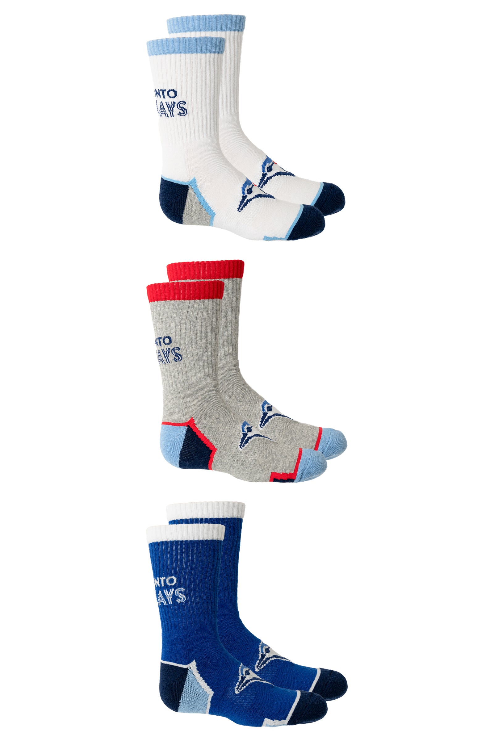 MLB Toronto Blue Jays Kids Boys 3-Pack Crew Socks