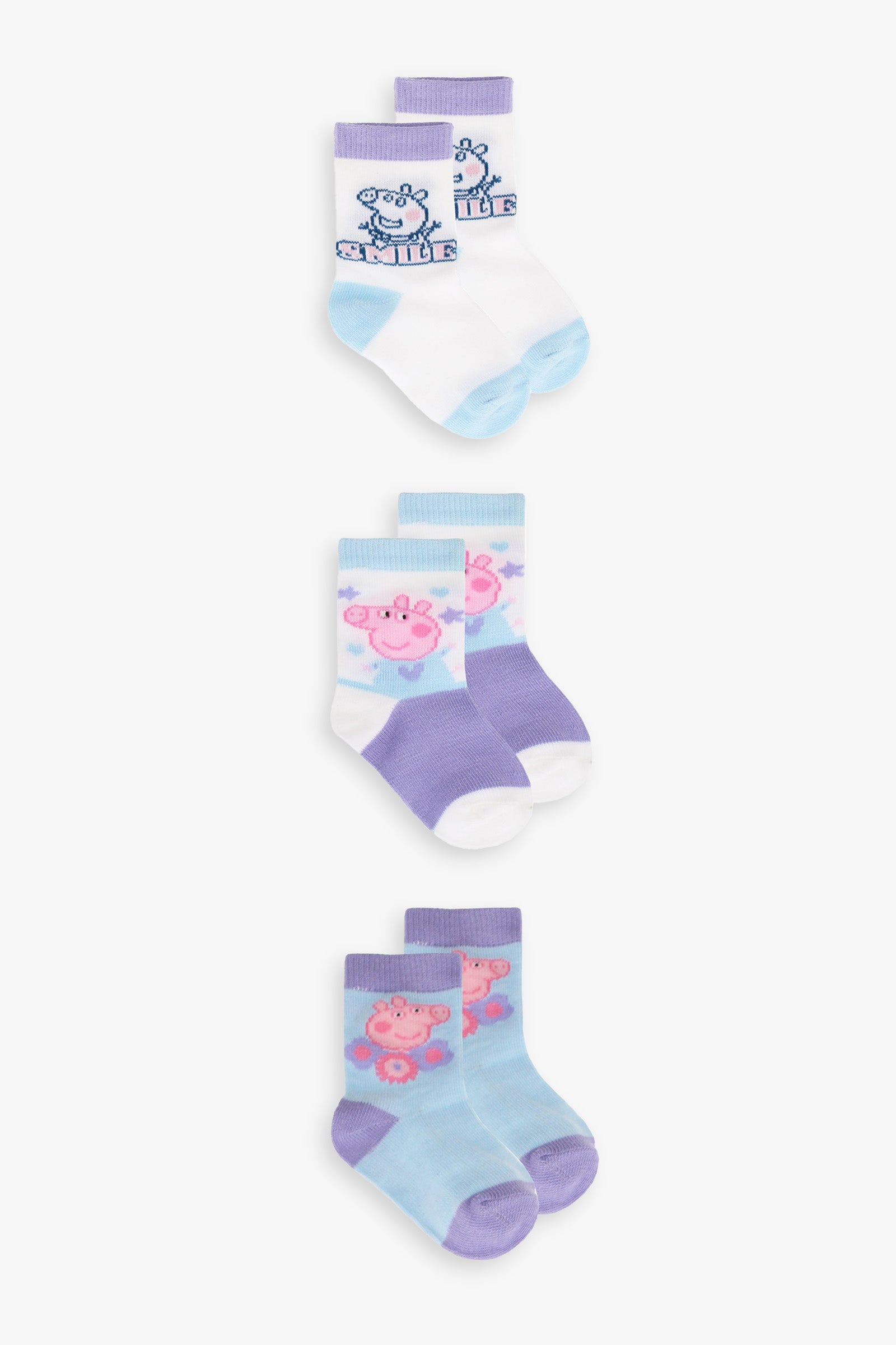 Gertex Peppa Pig 3 Pack Infant Crew Socks | 12-24 Months