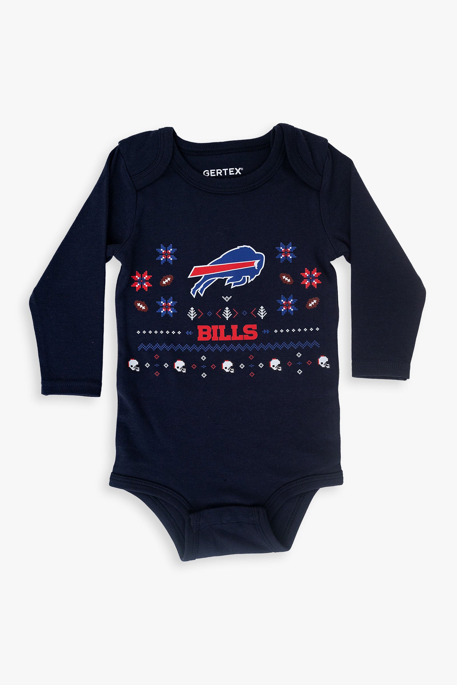 Gertex NFL Baby 100% Organic Ugly Holiday Long Sleeve Bodysuit