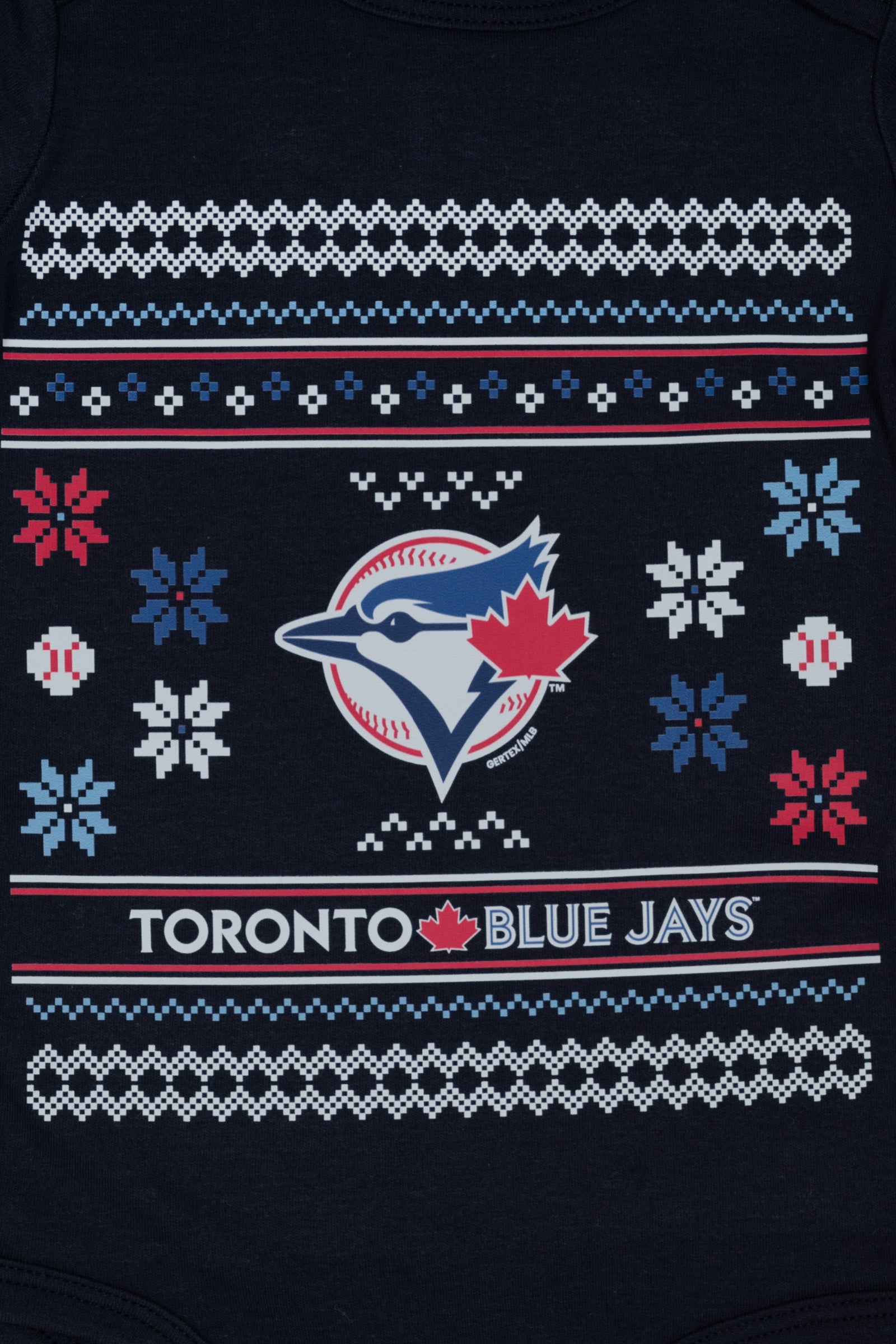 Gertex MLB Toronto Blue Jays Ugly Holiday 100% Organic Long Sleeve Baby Bodysuit