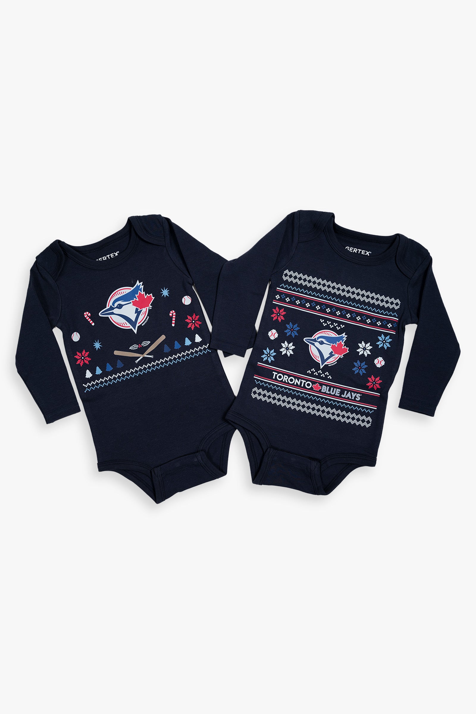 Gertex MLB Toronto Blue Jays Ugly Holiday 100% Organic Long Sleeve Baby Bodysuit