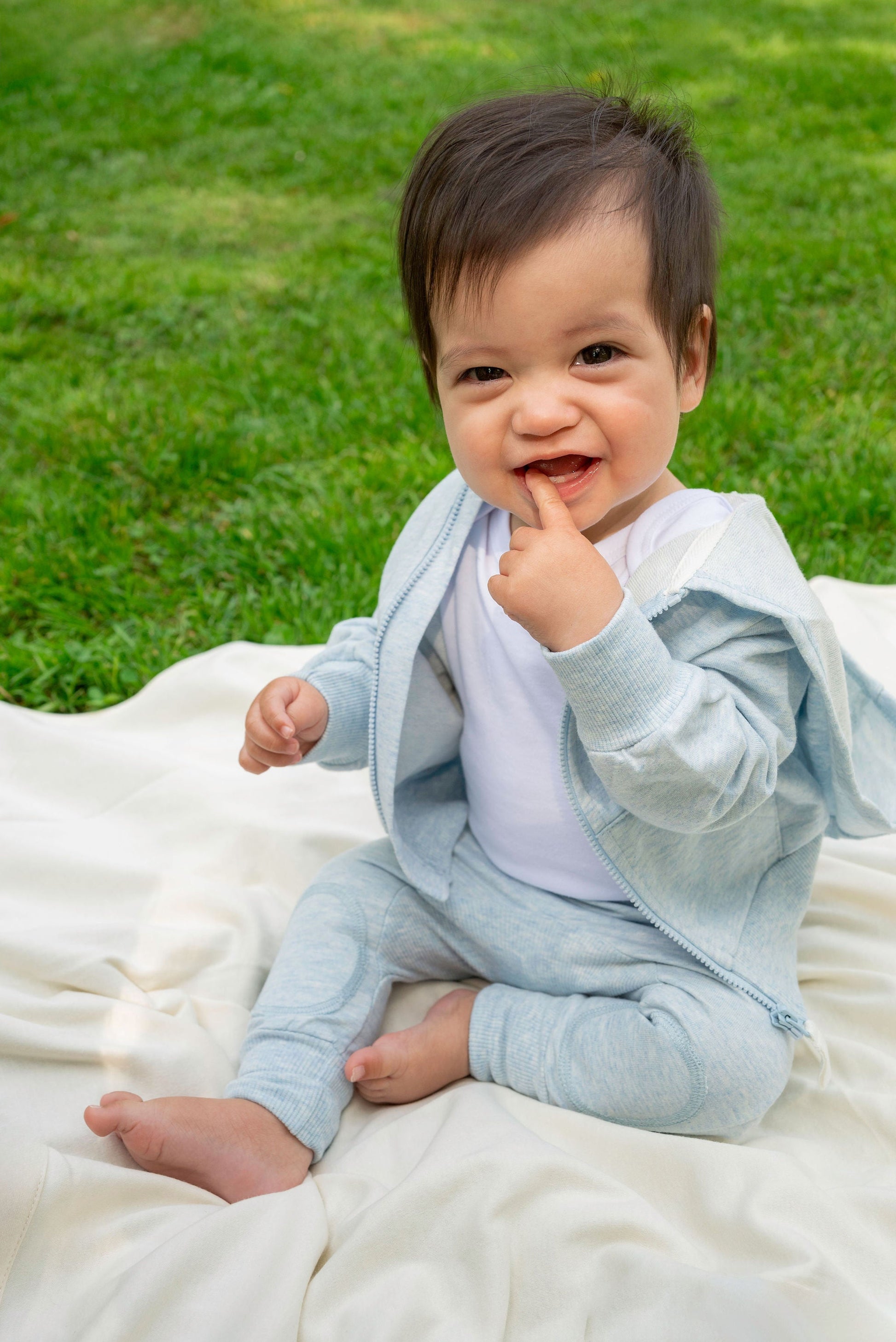 Snugabye Blue Baby French Terry Sweatsuit Bundle