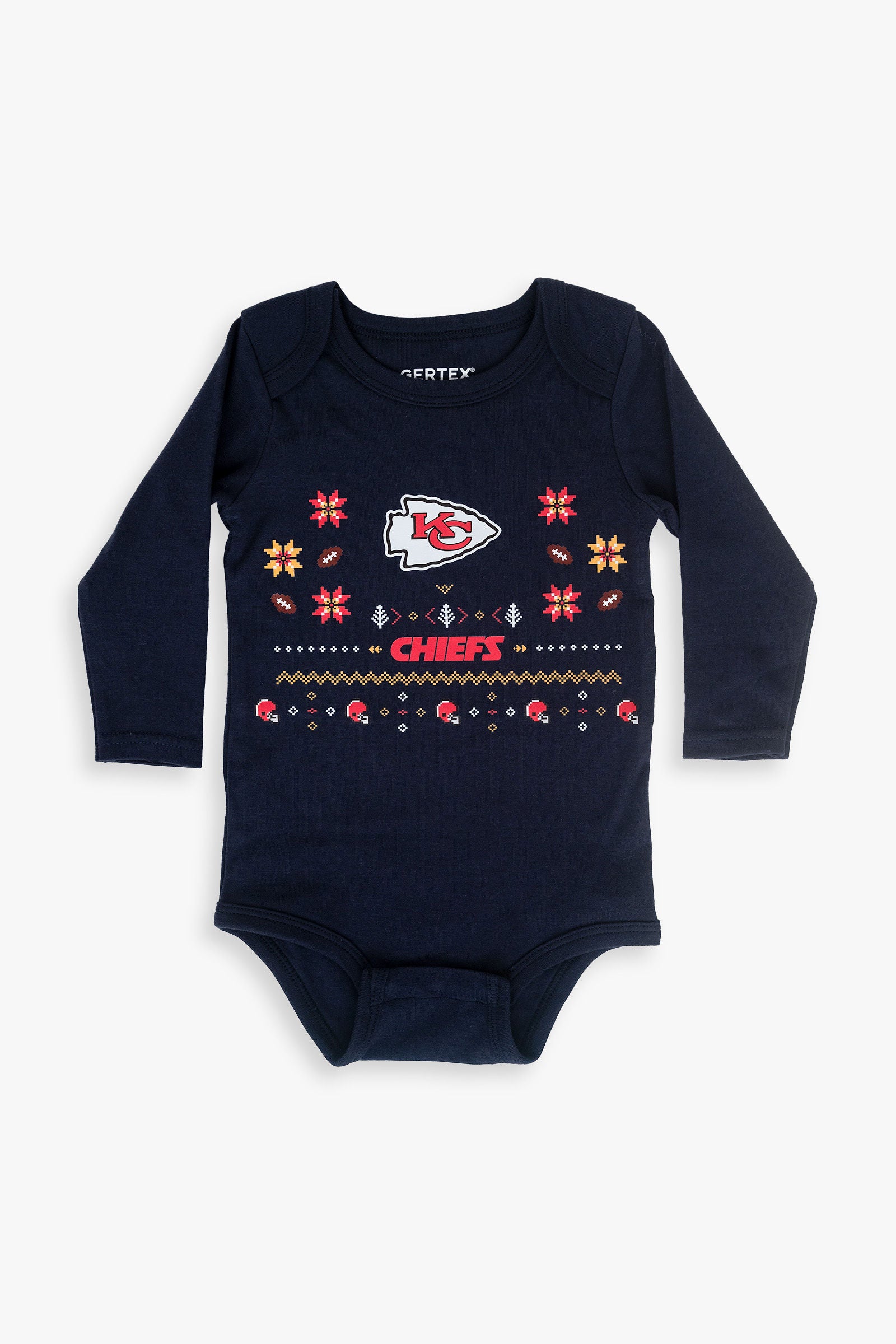 Gertex NFL Baby 100% Organic Ugly Holiday Long Sleeve Bodysuit