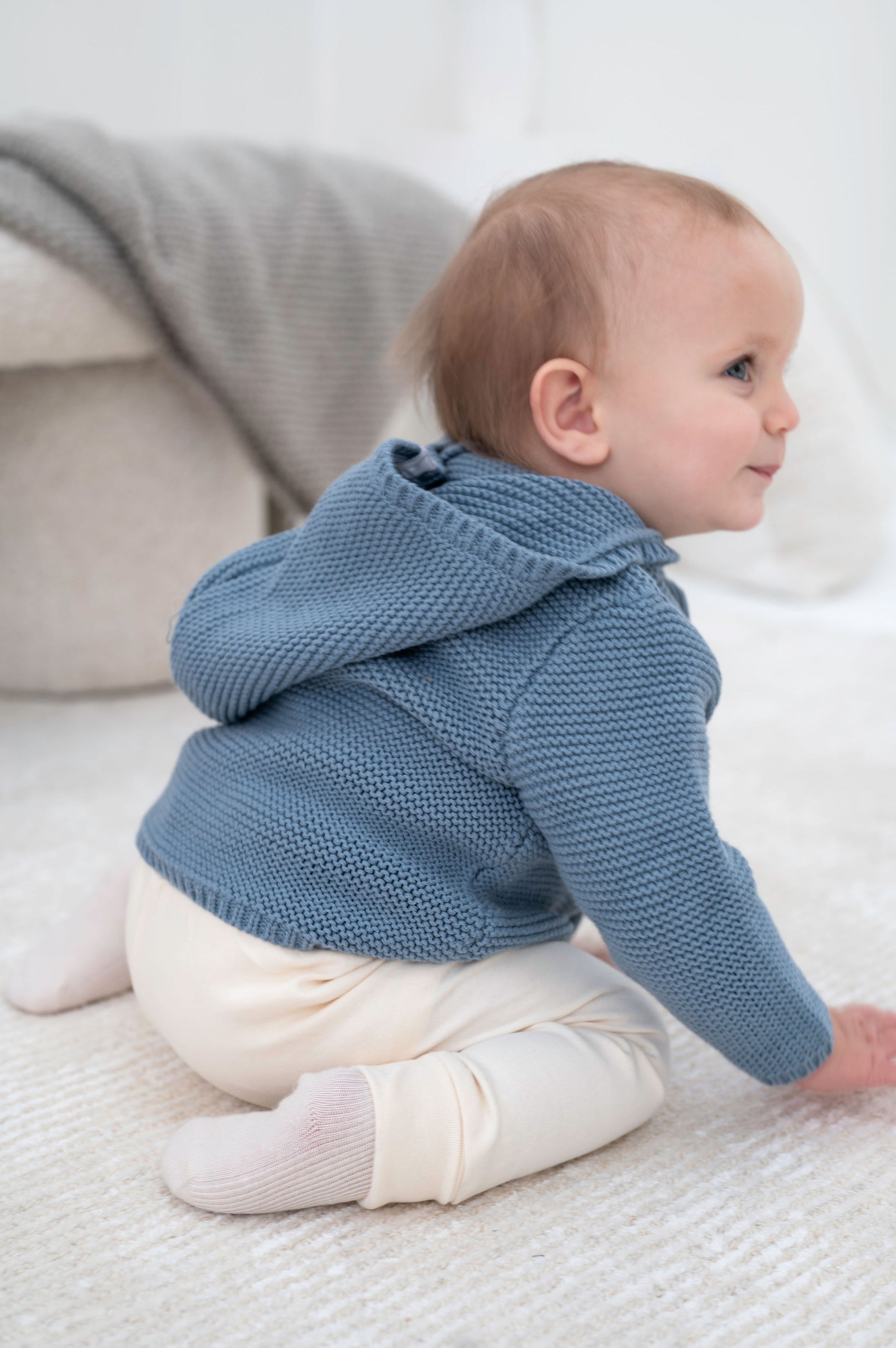 Snugabye Baby Knit Cardigan with Hood - Folkstone Grey
