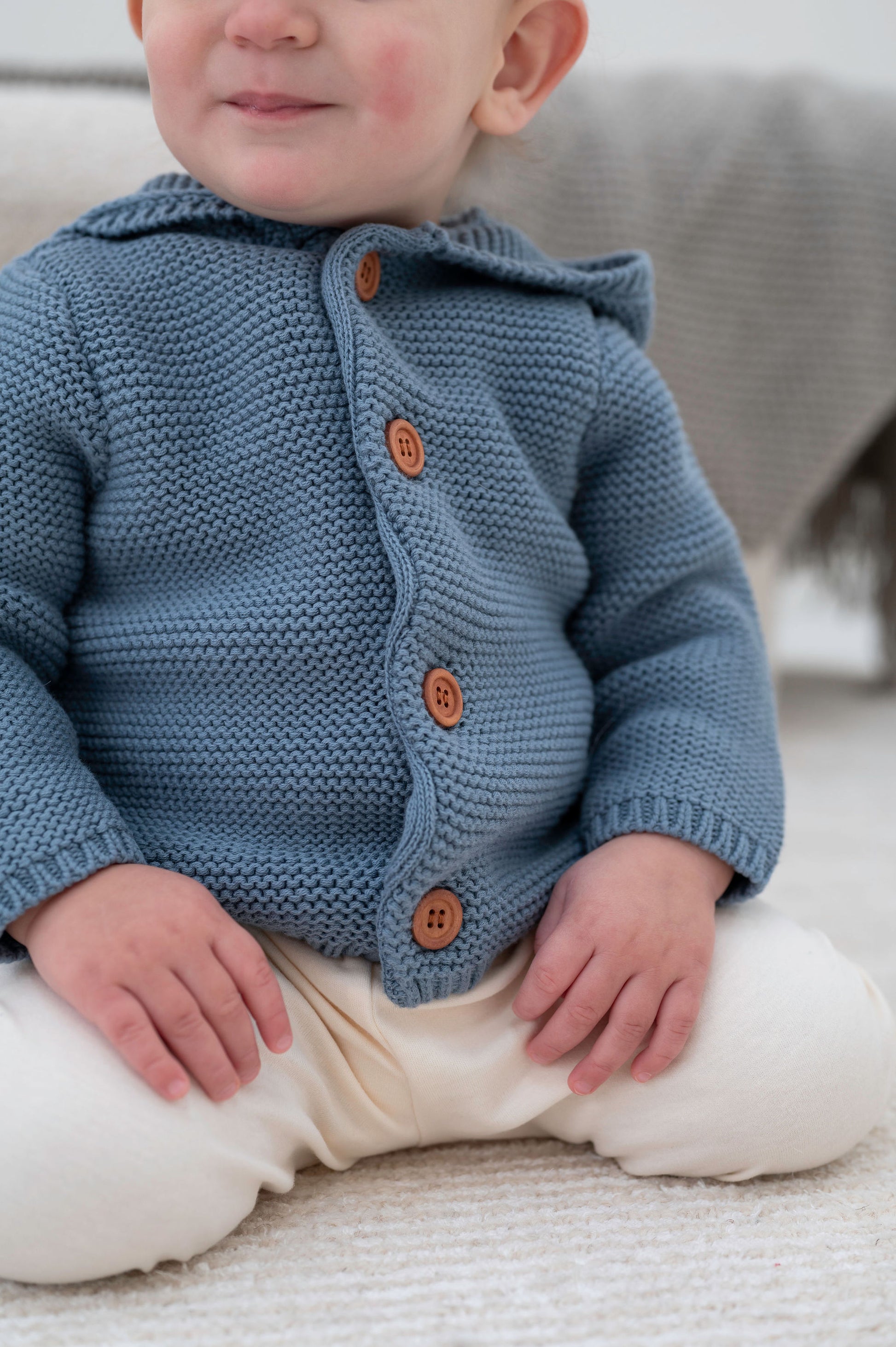 Snugabye Baby Knit Cardigan with Hood - Folkstone Grey
