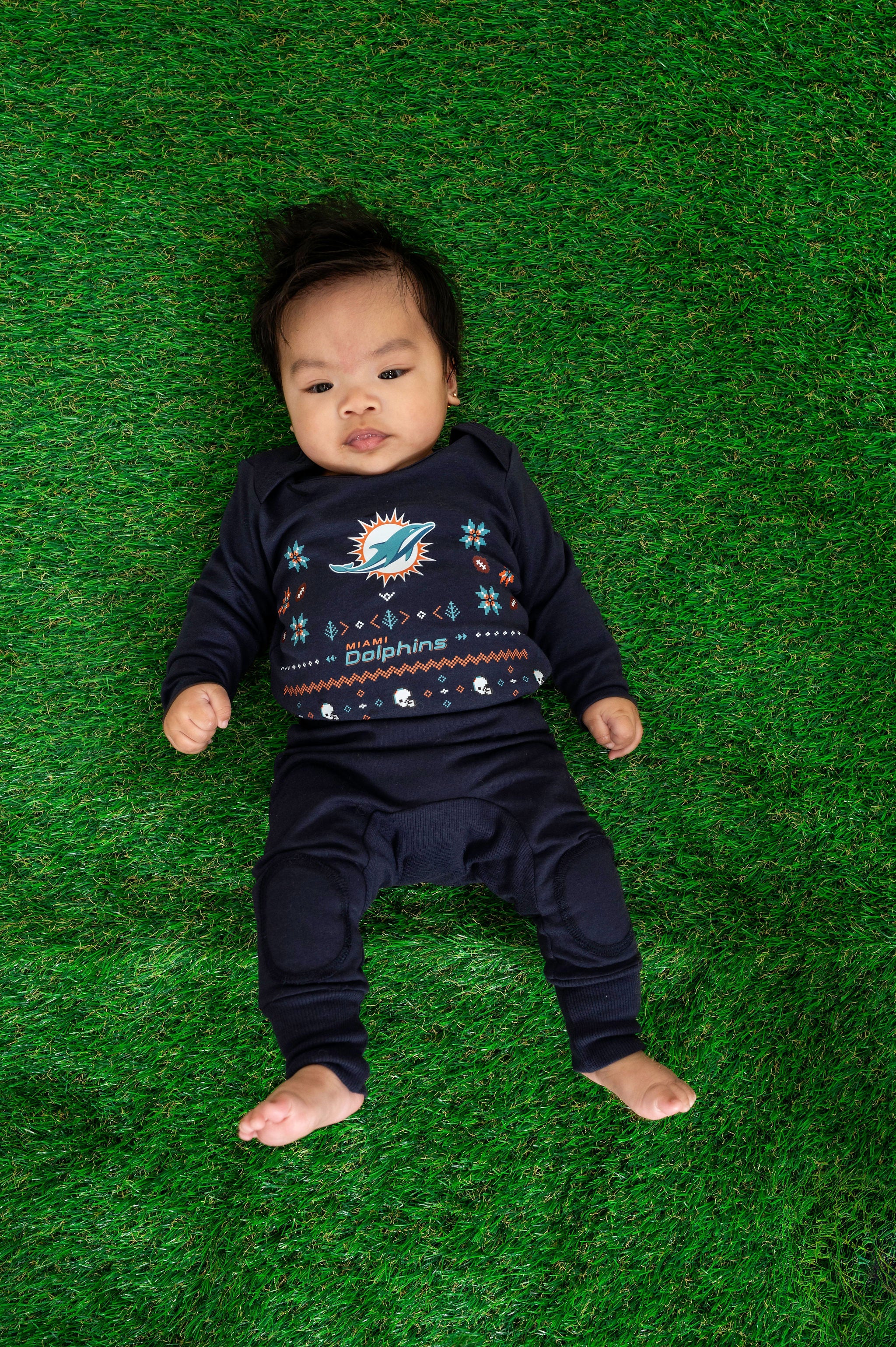 Gertex NFL Baby 100% Organic Ugly Holiday Long Sleeve Bodysuit