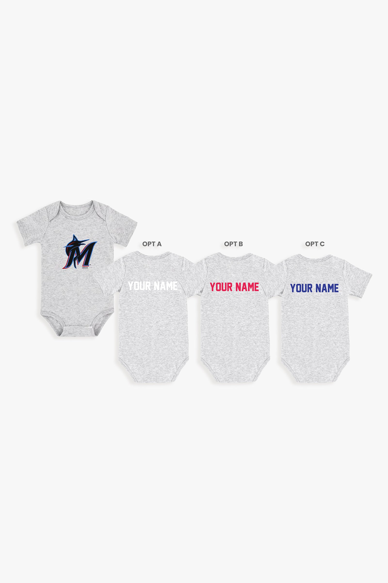 Gertex Customizable MLB Baby Onesie Bodysuit in Grey (0-3 Months)