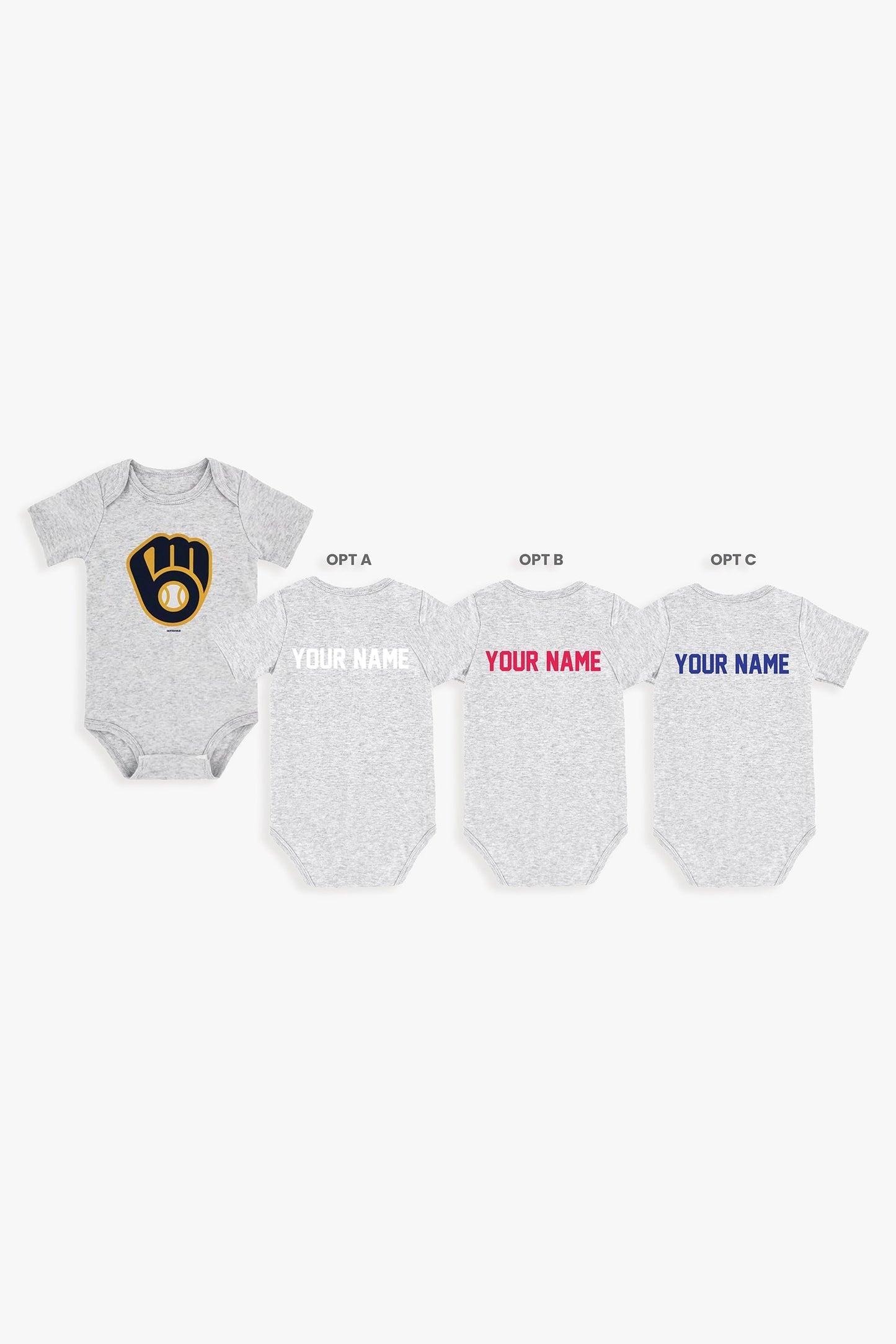 Gertex Customizable MLB Baby Onesie Bodysuit in Grey (18-24 Months)