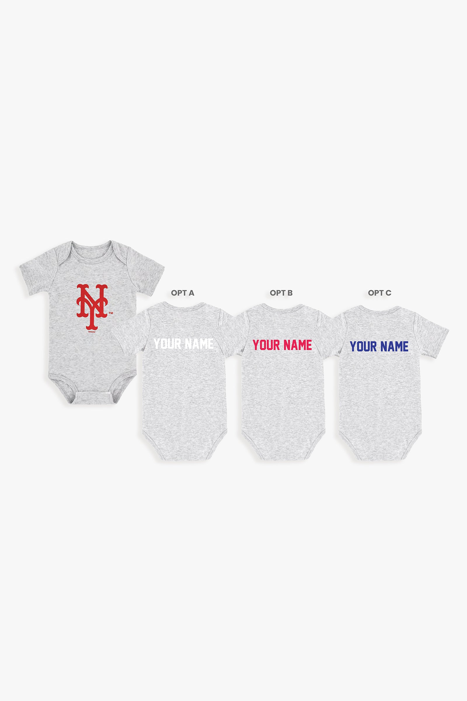 Gertex Customizable MLB Baby Onesie Bodysuit in Grey (0-3 Months)