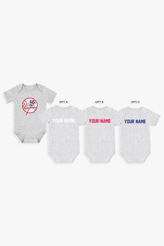 Gertex Customizable MLB Baby Onesie Bodysuit in Grey (18-24 Months)