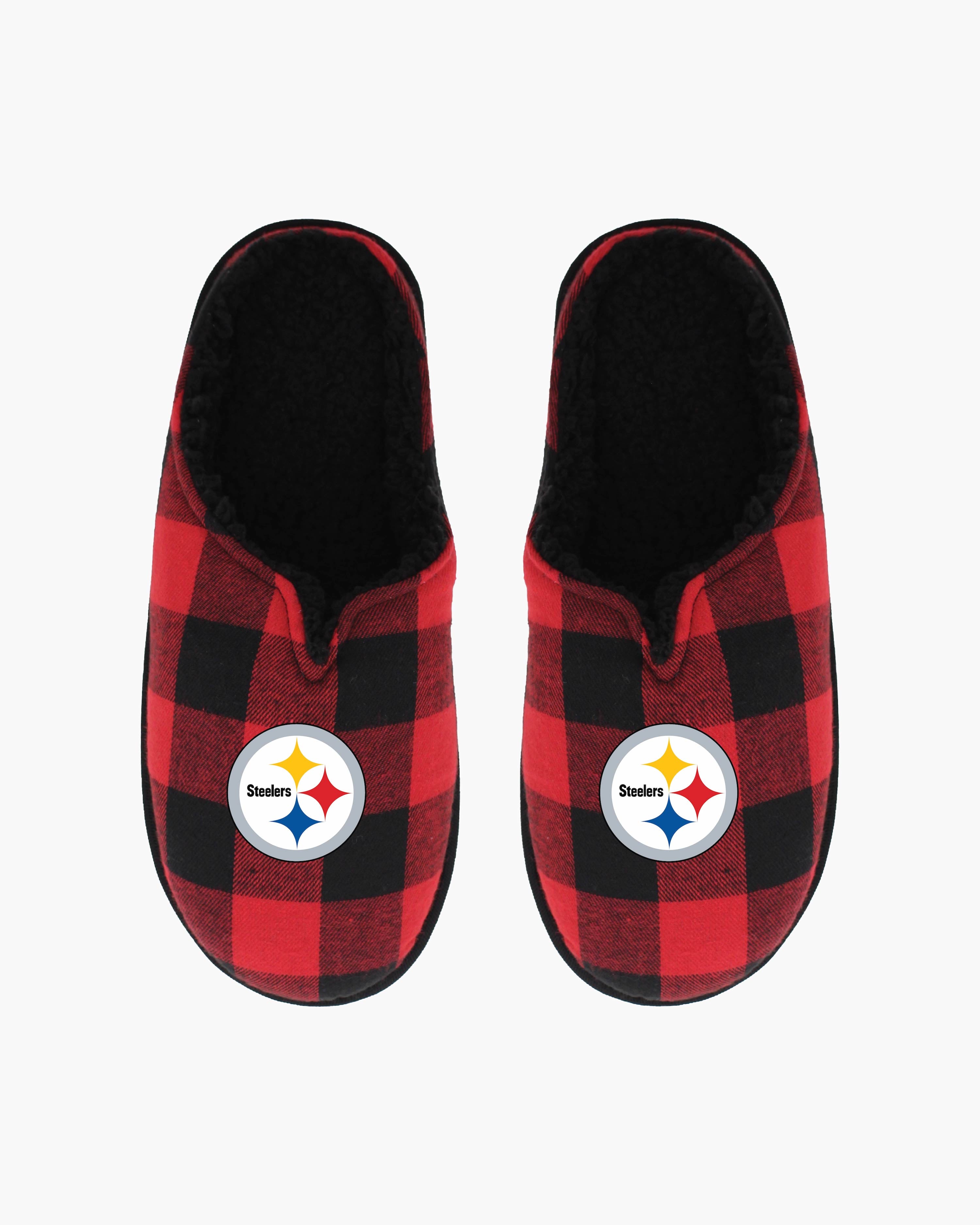 Men's NFL Sherpa Lined Buffalo Plaid Slippers