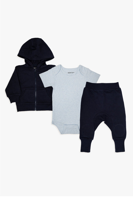 Snugabye Navy Baby French Terry Sweatsuit Bundle