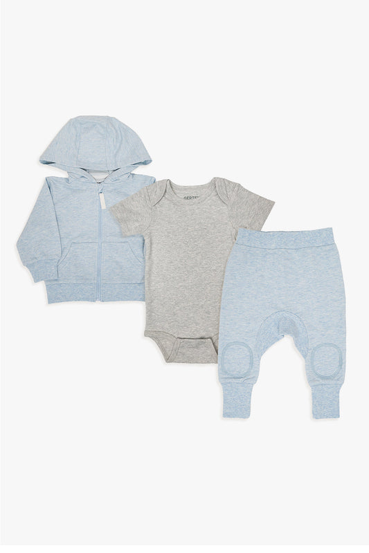 Snugabye Blue Baby French Terry Sweatsuit Bundle