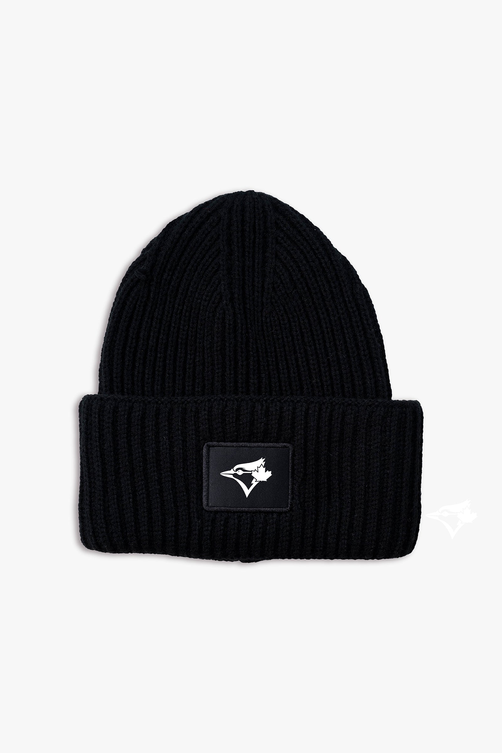 MLB Toronto Blue Jays Adult Black Oversized Triple Cuff Toque Beanie with Printed Logo