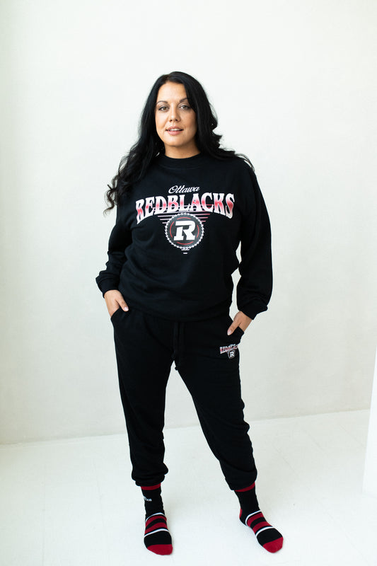 CFL Ottawa Redblacks Black Unisex Adult Matching French Terry Cotton Lounge Set