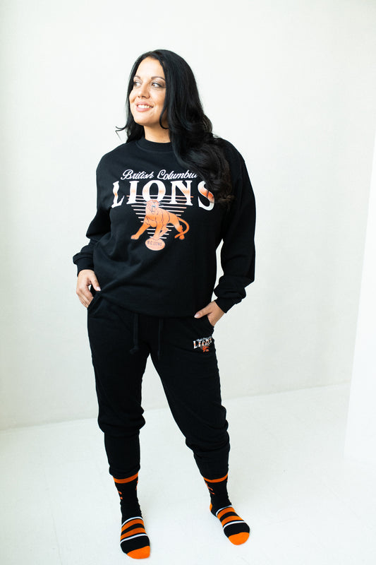 CFL BC Lions Black Unisex Adult Matching French Terry Cotton Lounge Set