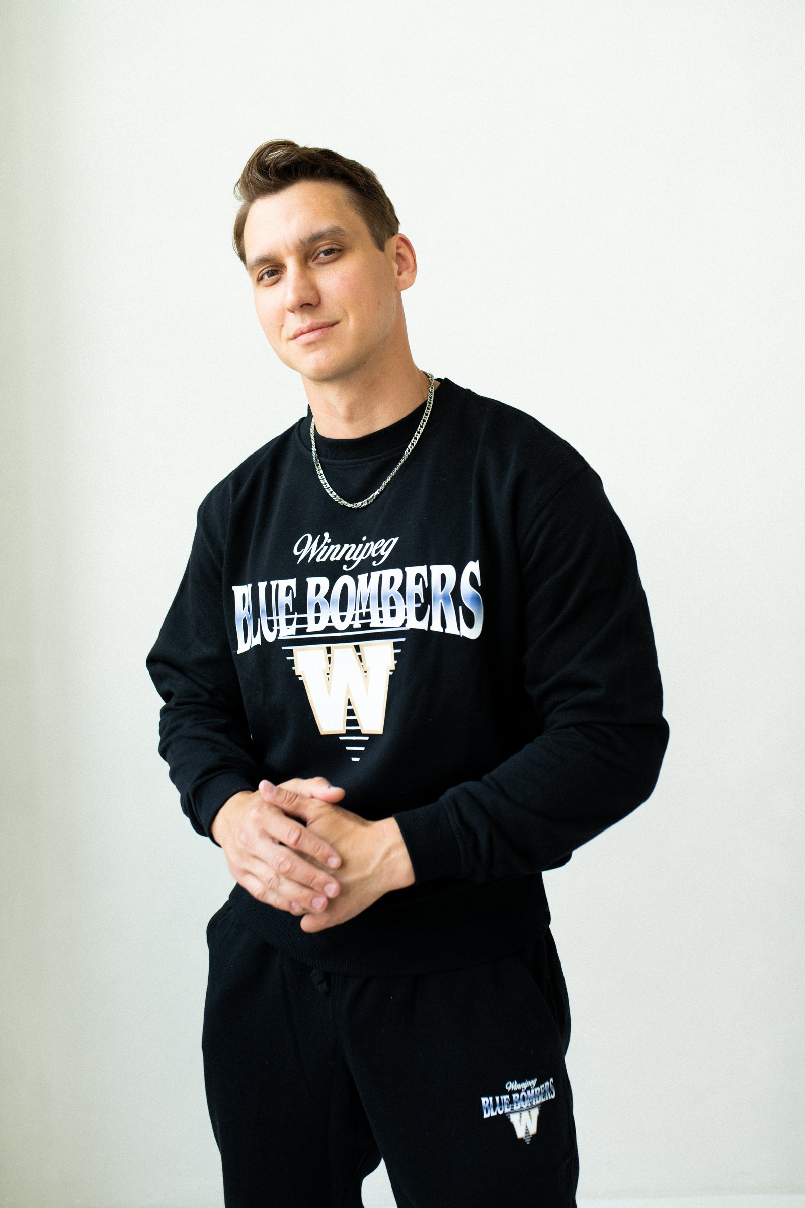 CFL Winnipeg Blue Bombers Black Unisex Adult Matching French Terry Cotton Lounge Set