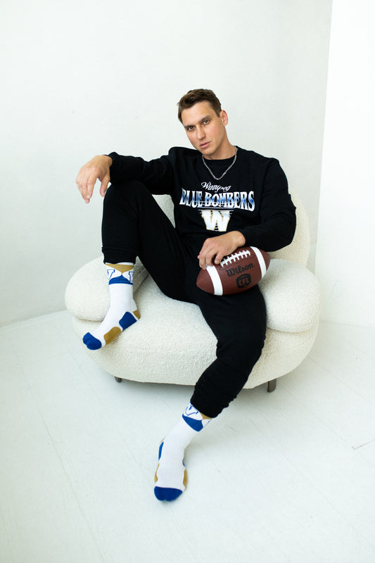 CFL Winnipeg Blue Bombers Black Unisex Adult Matching French Terry Cotton Lounge Set