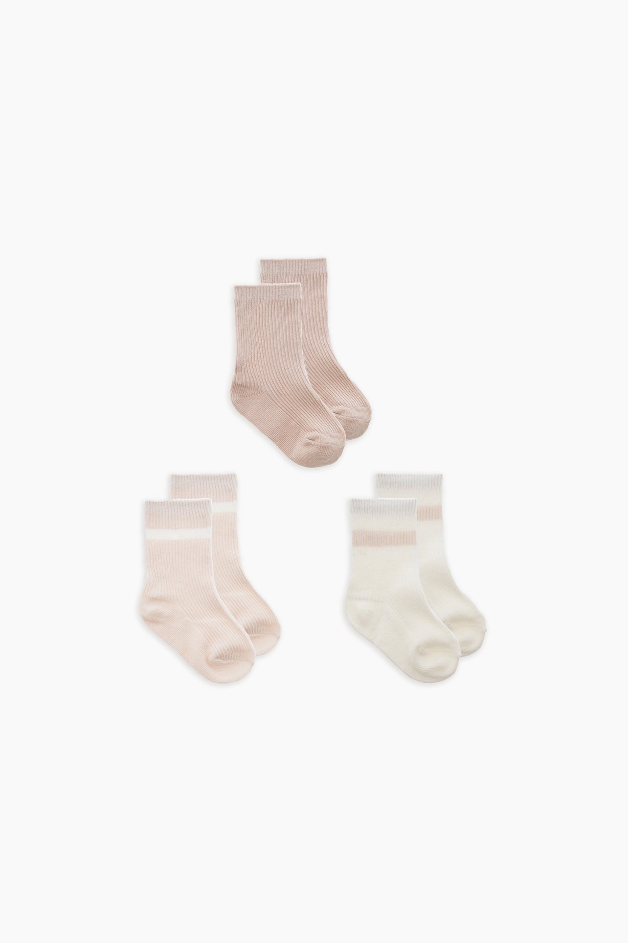 Snugabye Organic Cotton 3-Pack Baby Crew Socks - Eggnog