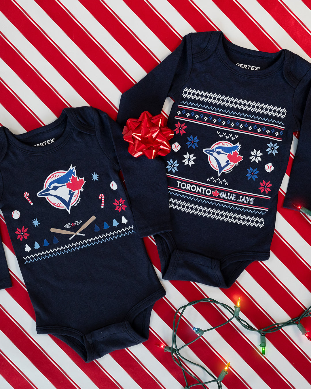 Gertex MLB Toronto Blue Jays Ugly Holiday 100% Organic Long Sleeve Baby Bodysuit