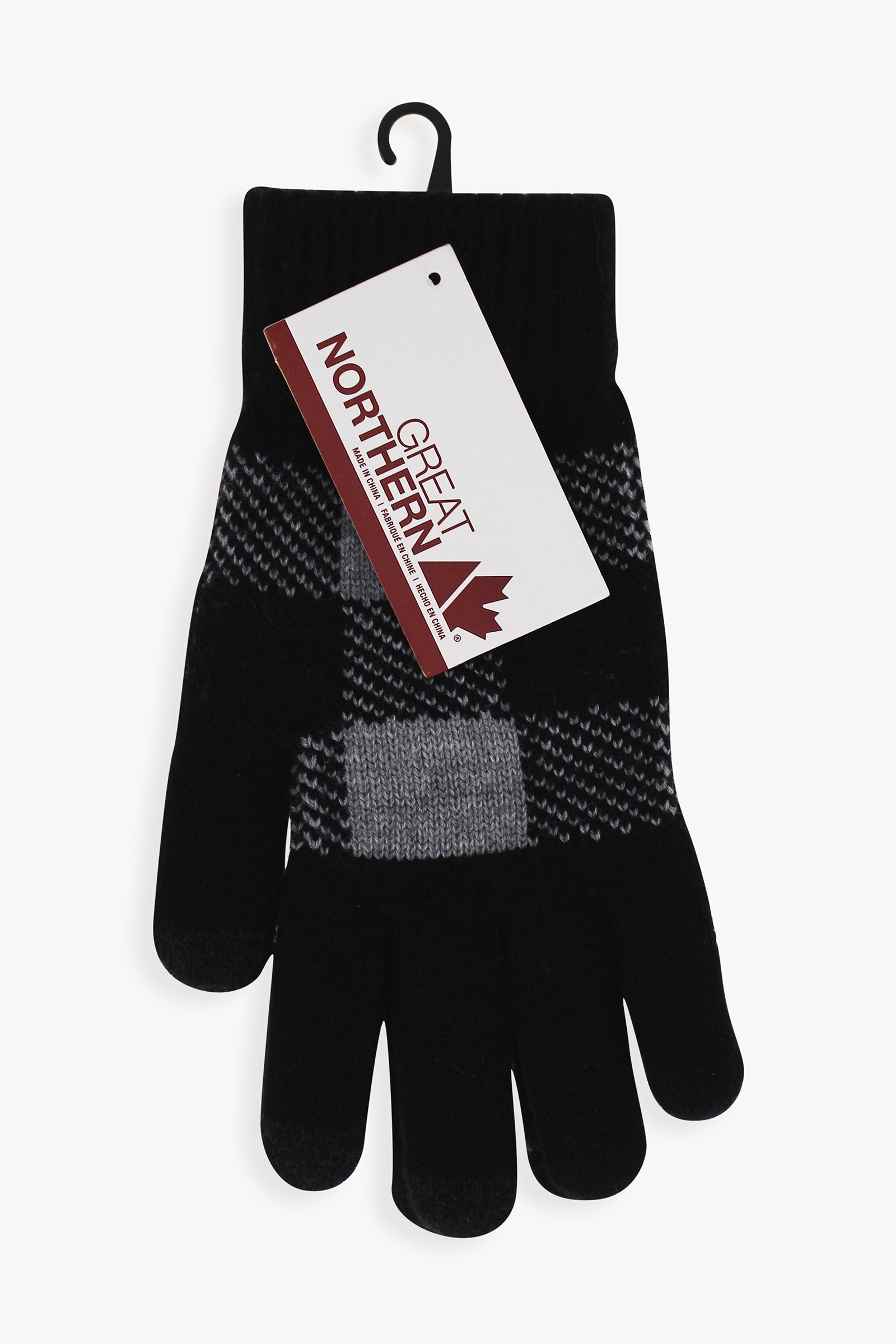 Great Northern Men's Plaid Knit Gloves With Touchscreen