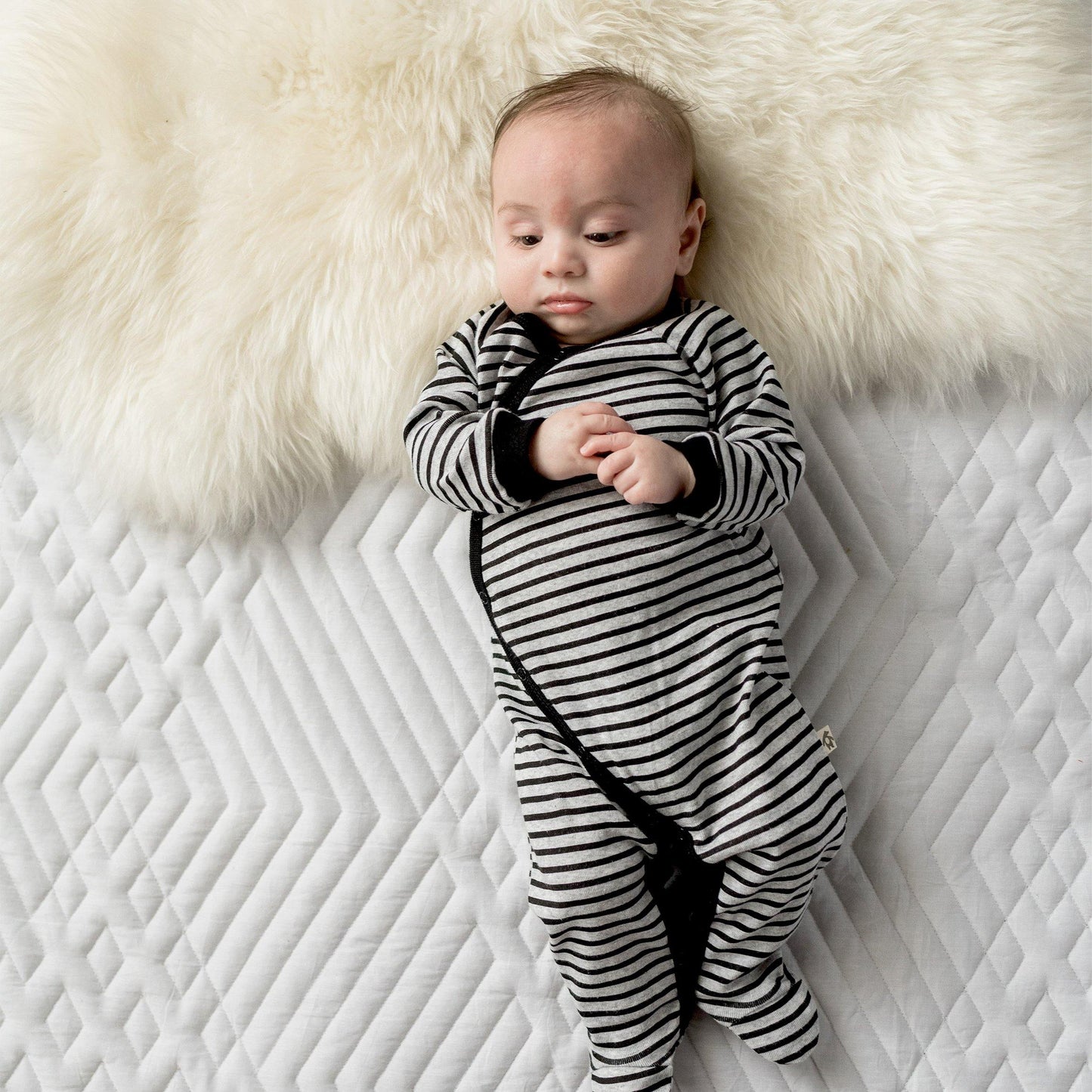 Snugabye Black & Grey Stripe Kimono Sleeper