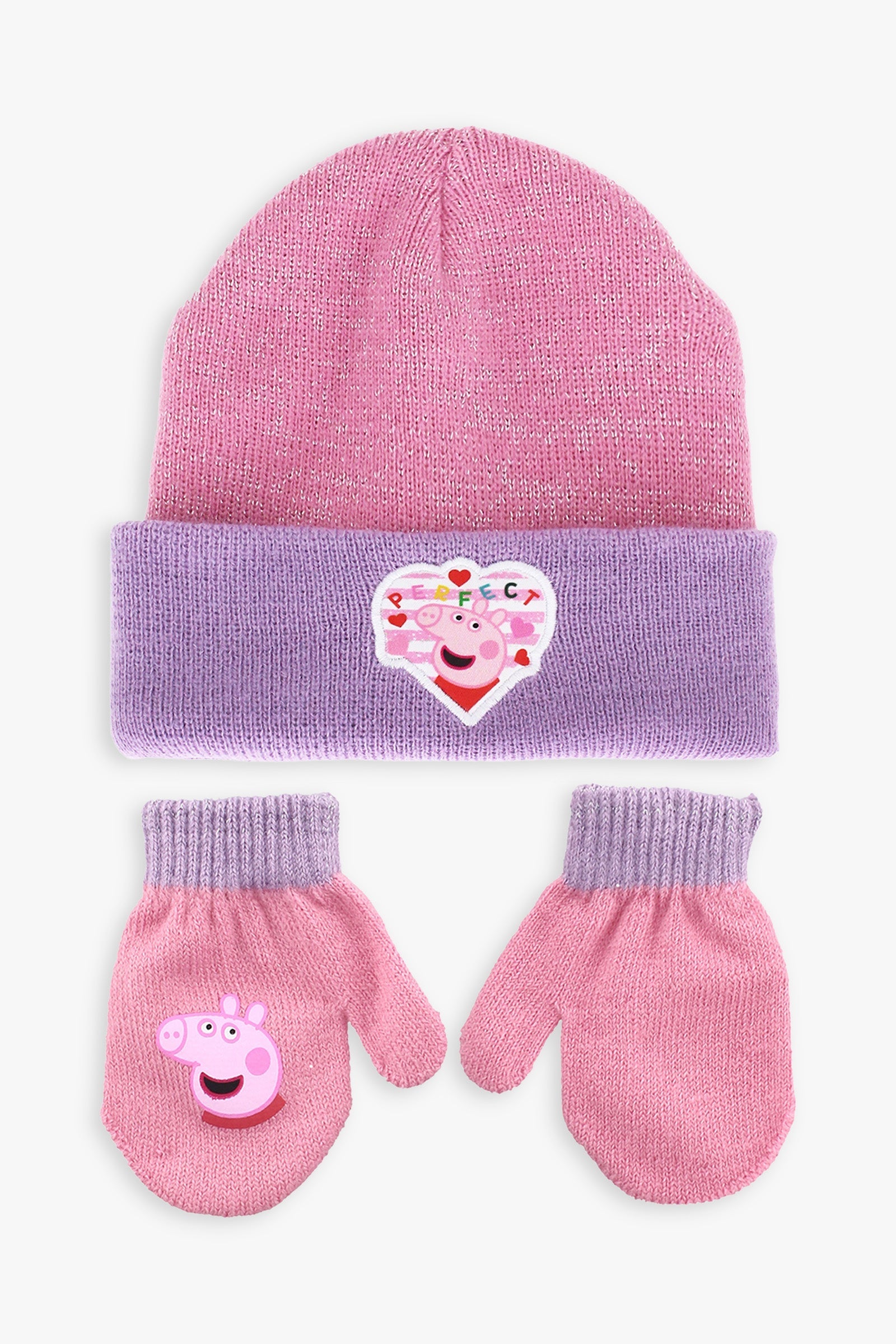 Gertex Peppa Pig Beanie and Mitten Set in Pink & Purple