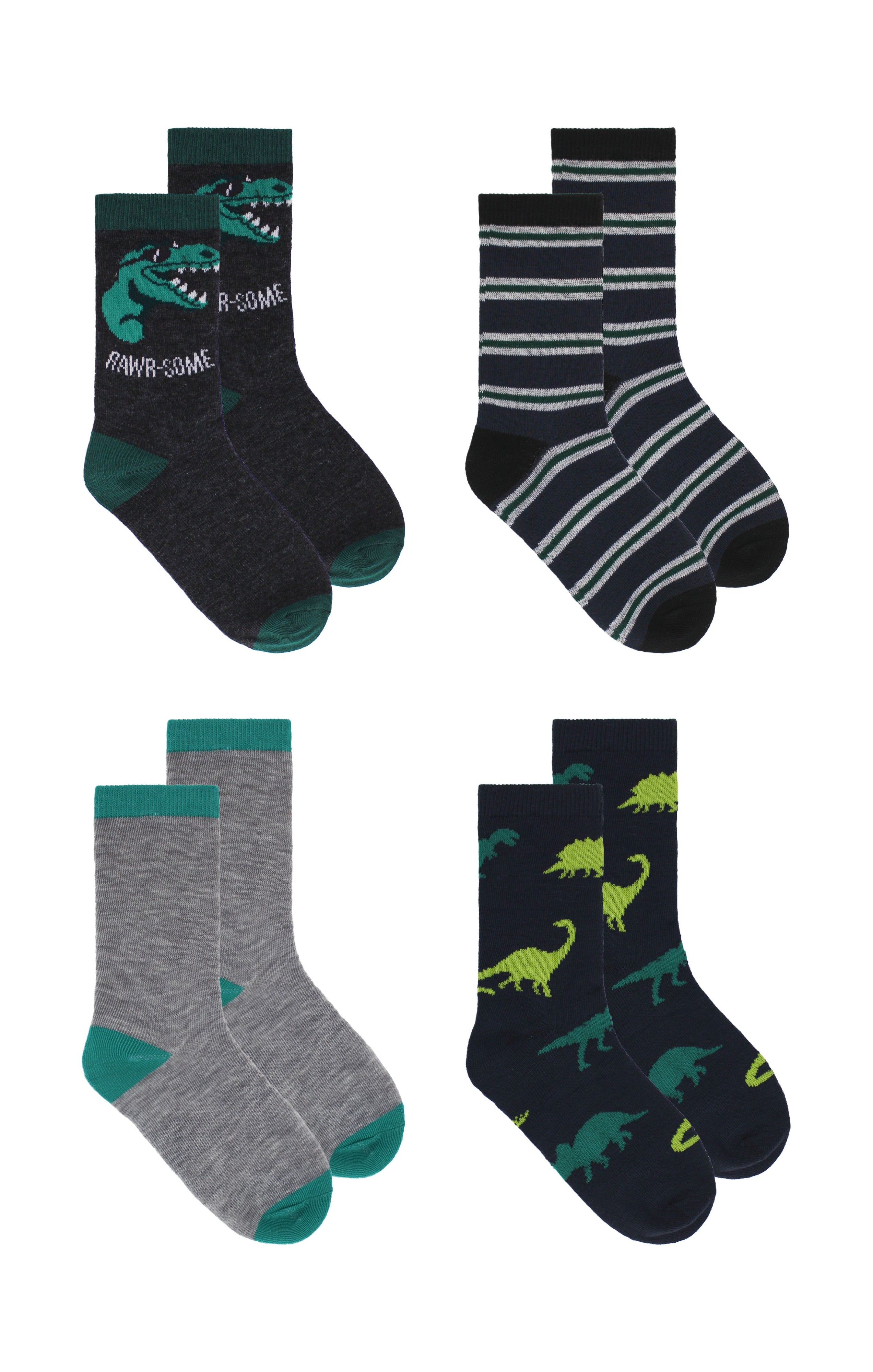 Kids Boys 4-Pack Fun Graphic Crew Socks Bundle