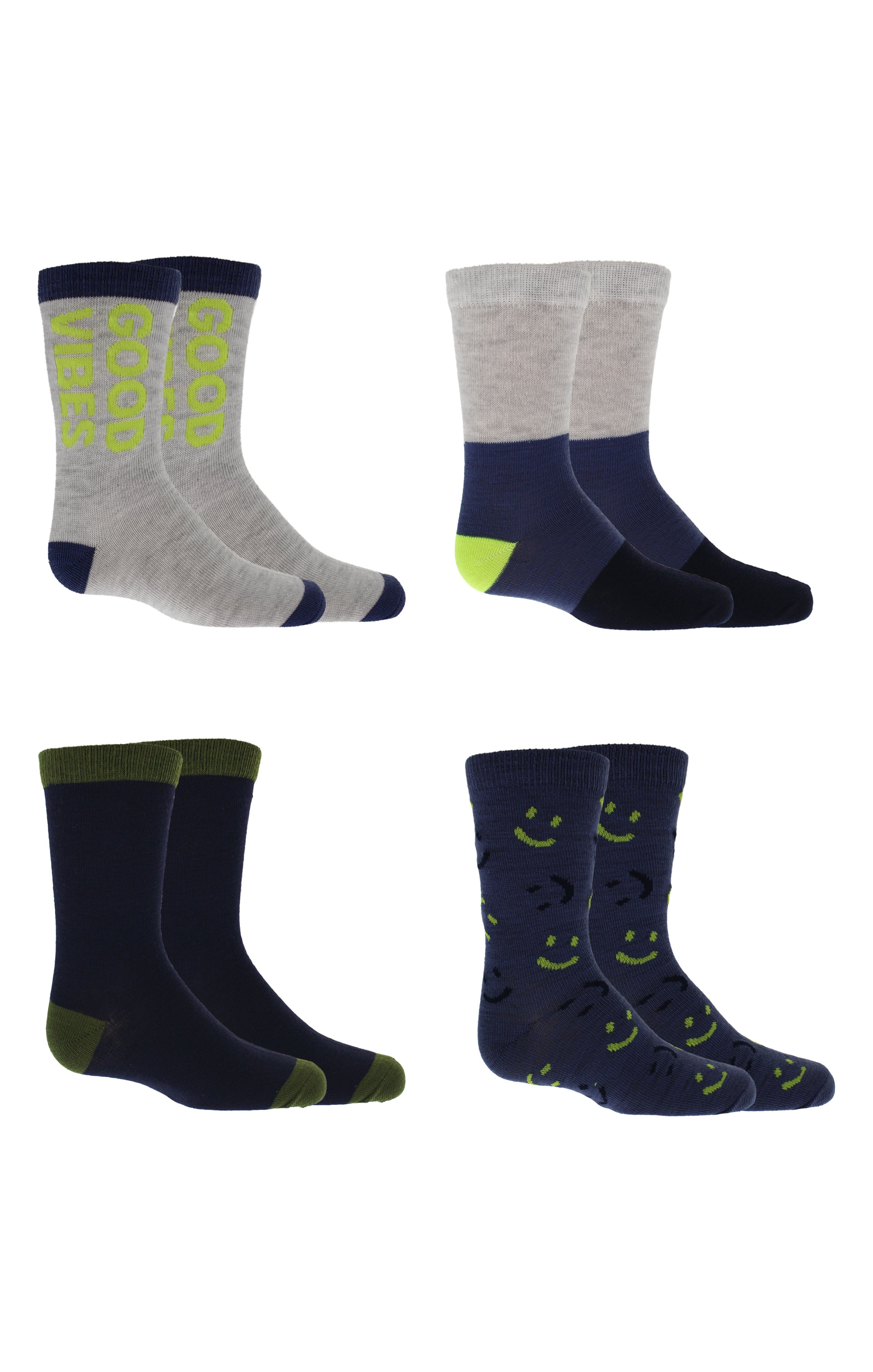 Kids Boys 4-Pack Fun Graphic Crew Socks Bundle