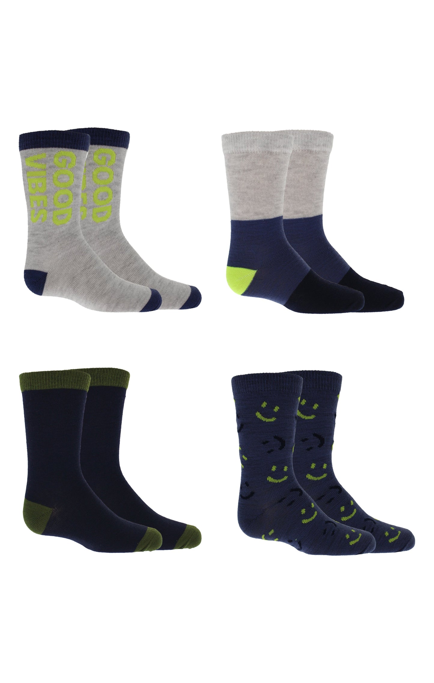 Kids Boys 4-Pack Fun Graphic Crew Socks Bundle