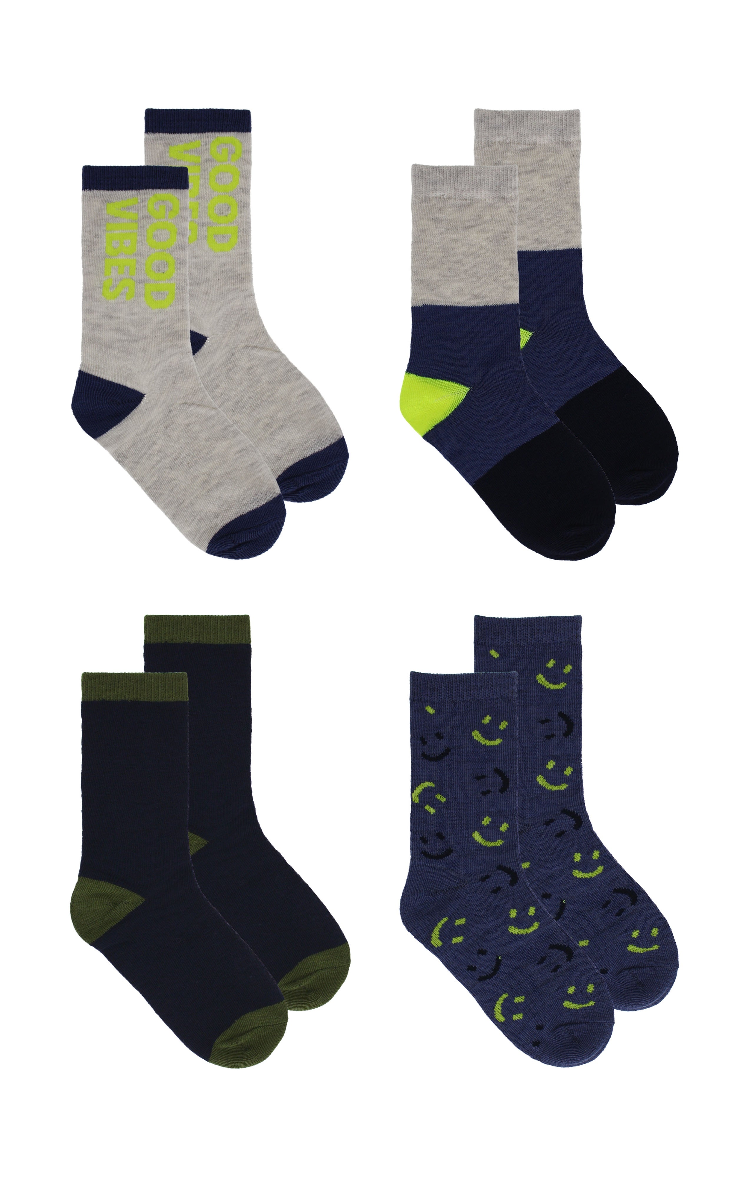 Kids Boys 4-Pack Fun Graphic Crew Socks Bundle