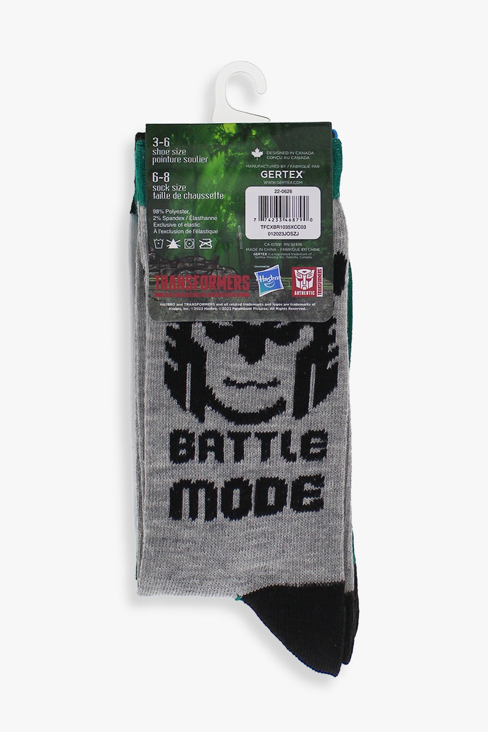 Gertex Transformers Youth Boys Big & Little Kids Crew Socks