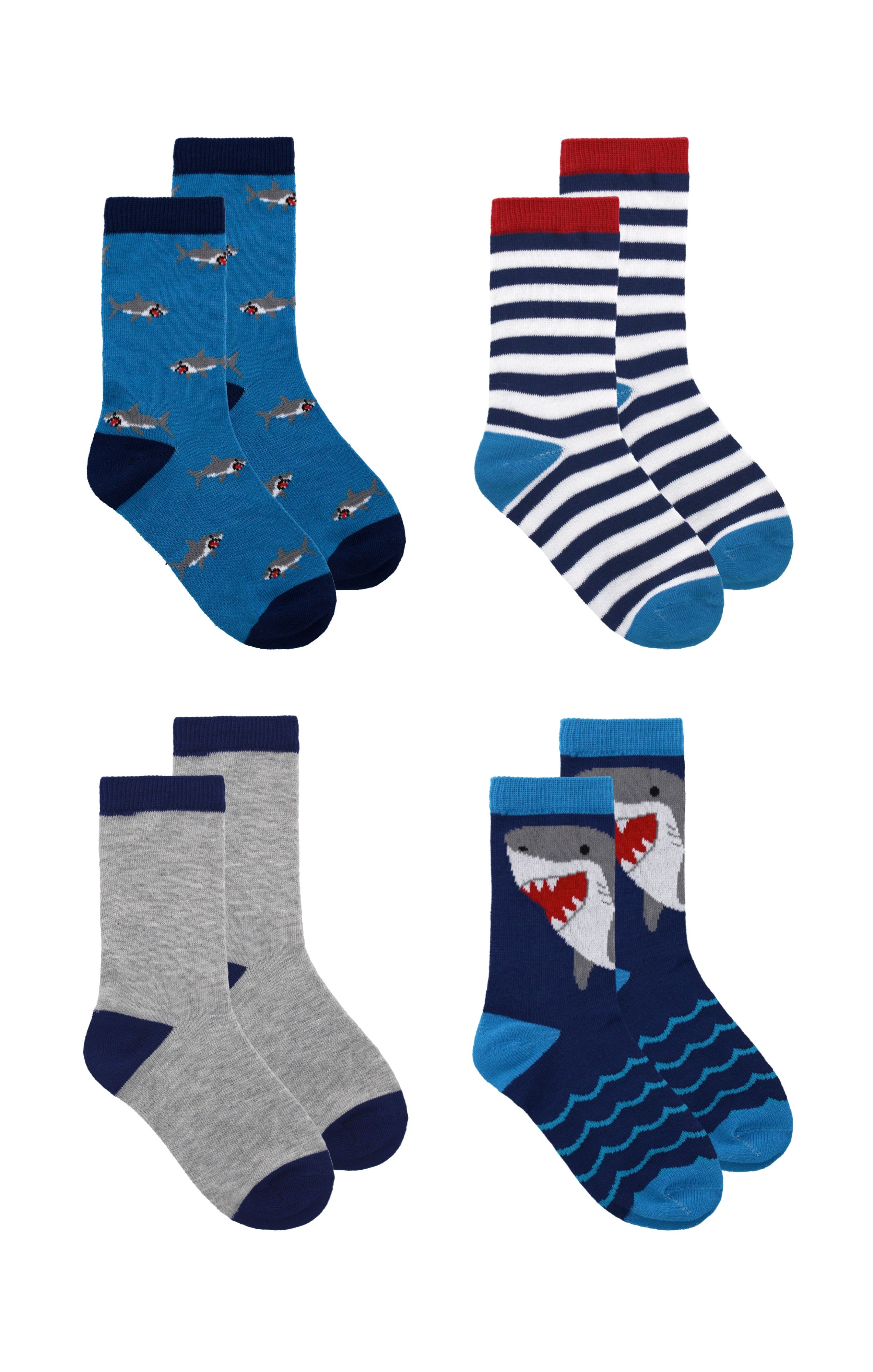 Kids Boys 4-Pack Fun Graphic Crew Socks Bundle