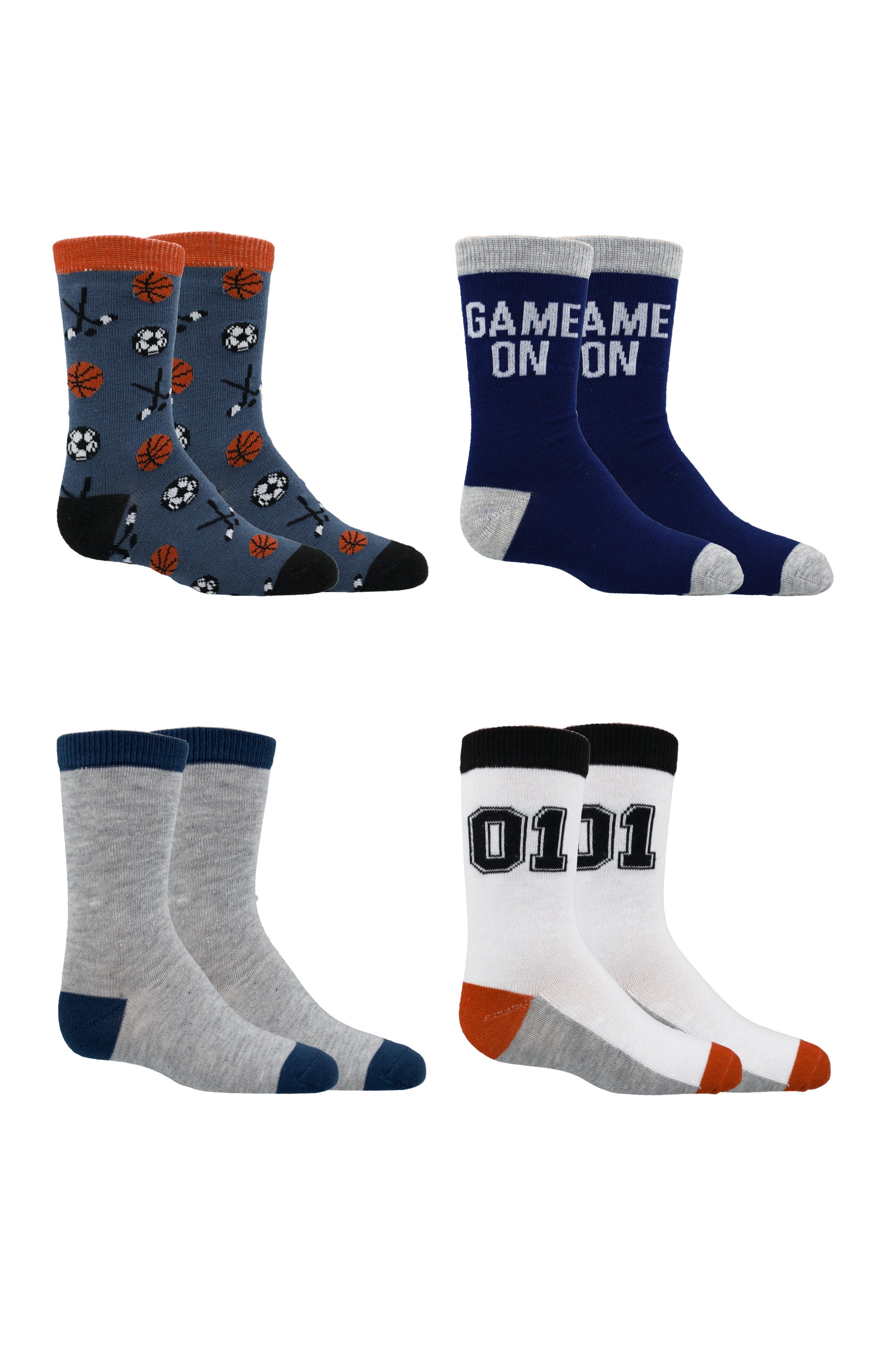 Kids Boys 4-Pack Fun Graphic Crew Socks Bundle