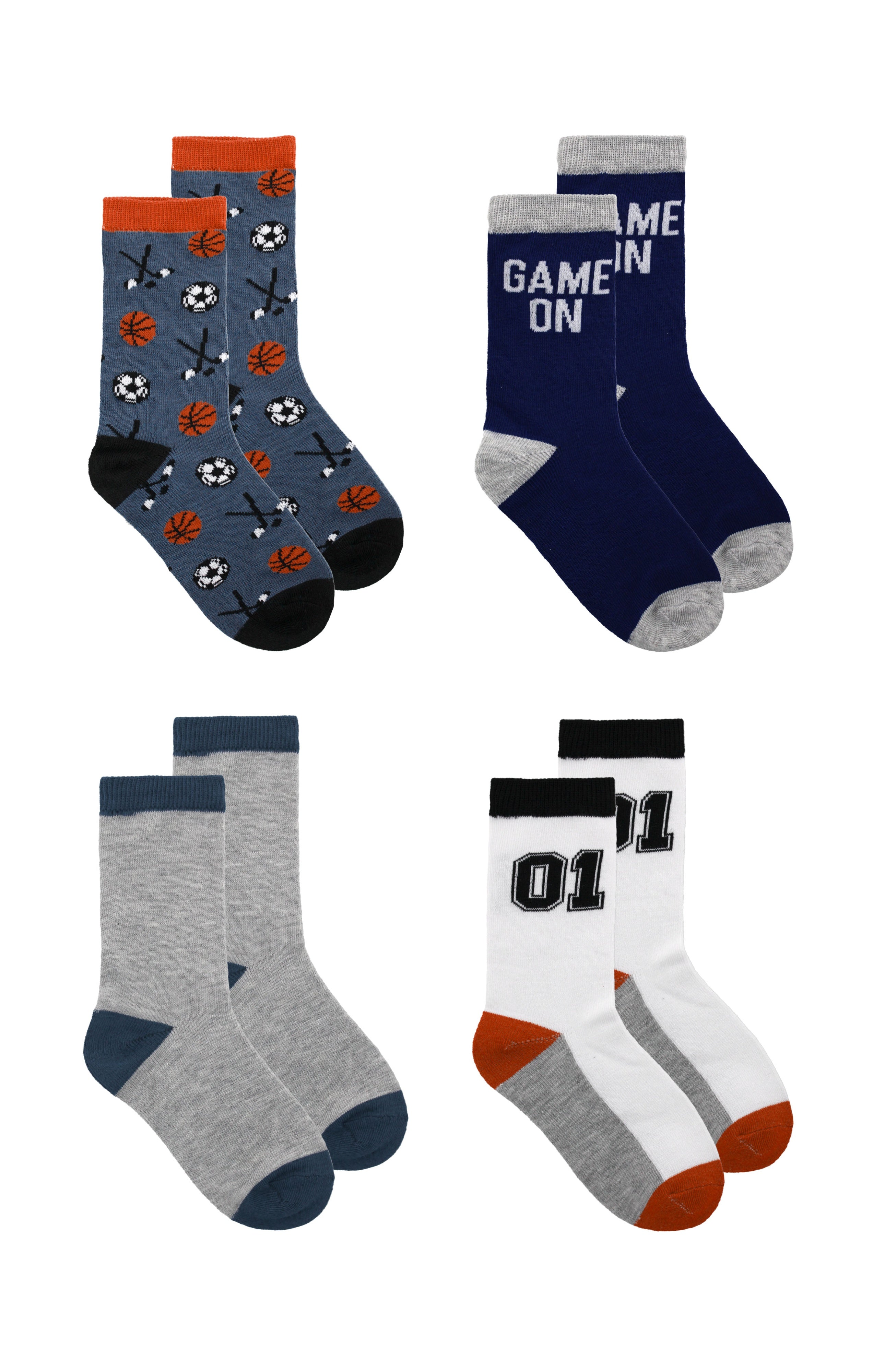 Kids Boys 4-Pack Fun Graphic Crew Socks Bundle