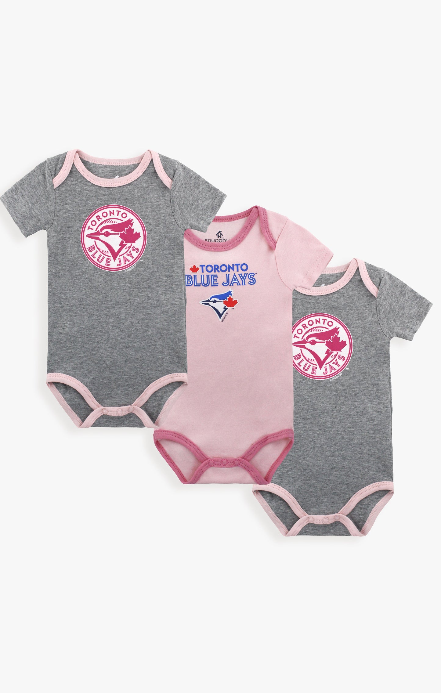 Gertex MLB Toronto Blue Jays 3 Pack Baby Onesie Body Suits in Pink