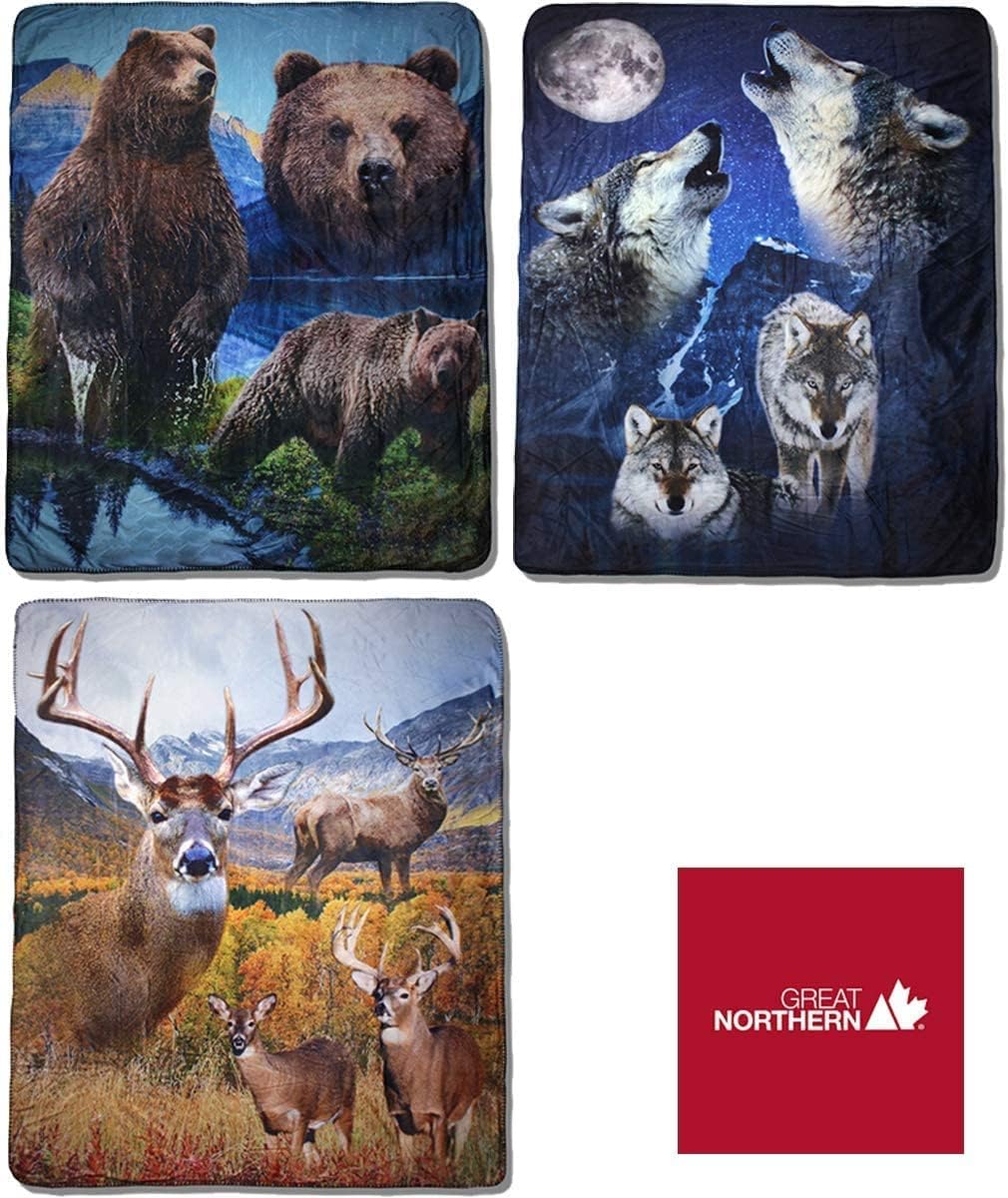 Great Northern Wildlife Sublimated Printed Sherpa Lined Throw