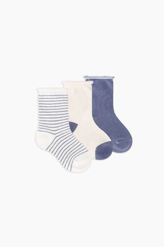 Organic Cotton Toddler Crew Socks 3-Pack - Folkstone Grey