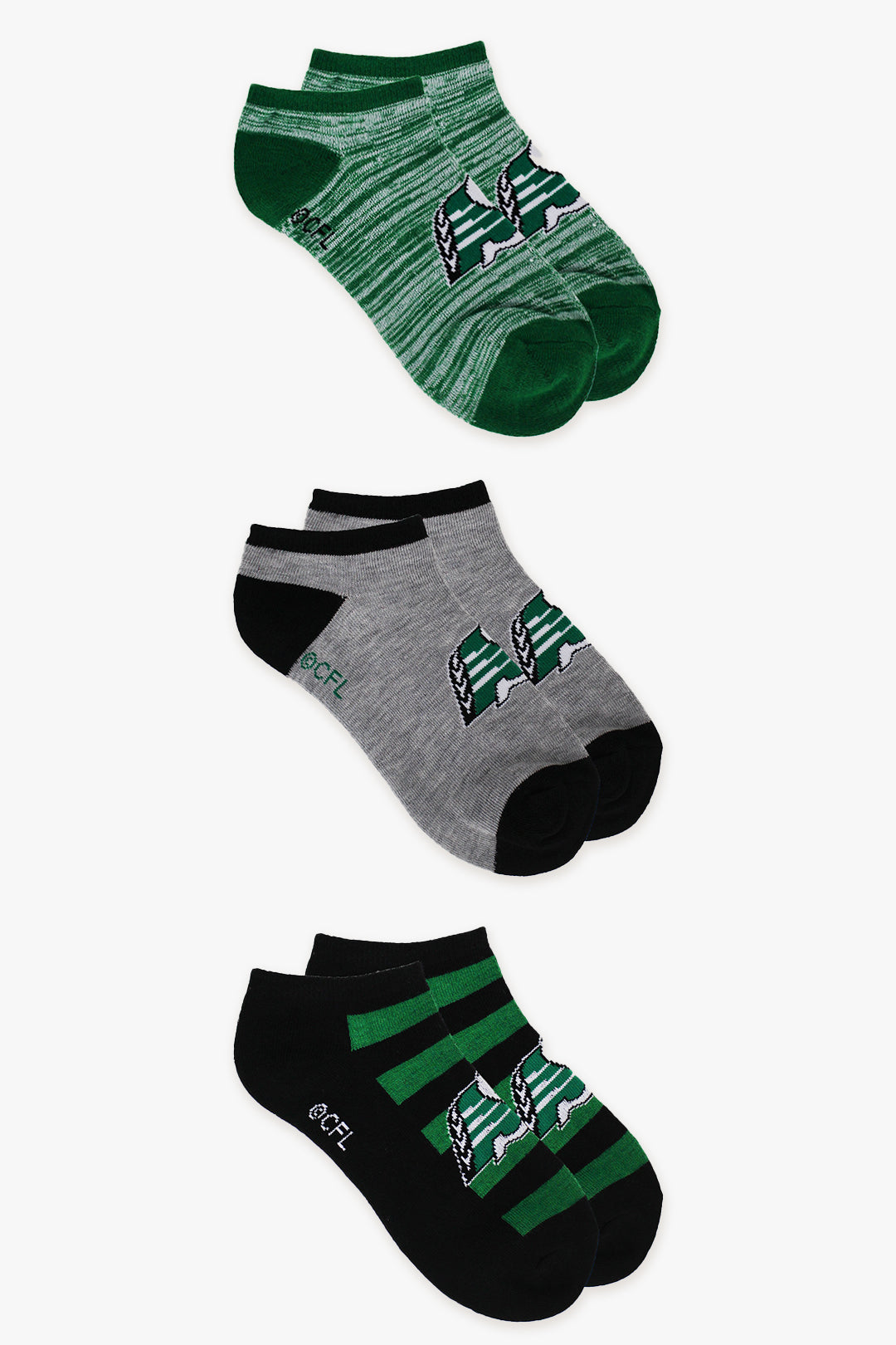 Gertex CFL Sasketchewan Roughriders Ladies 3-Pack Ankle Socks